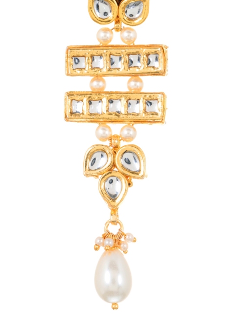 

INDYA White & Gold-Plated Geometric Drop Earrings
