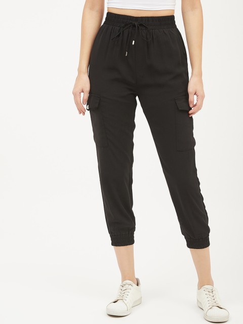 

Harpa Women Black Smart Regular Fit Solid Regular Trousers