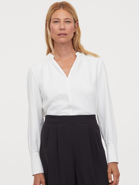 

H&M Women White V-Neck Blouse