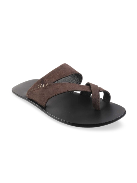 

J.FONTINI Men Brown Leather Comfort Sandals