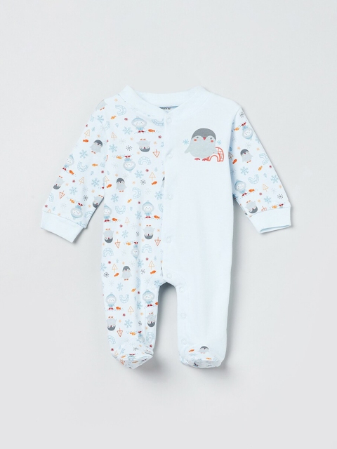 

max Infant Boys Blue & Grey Printed Sleepsuit