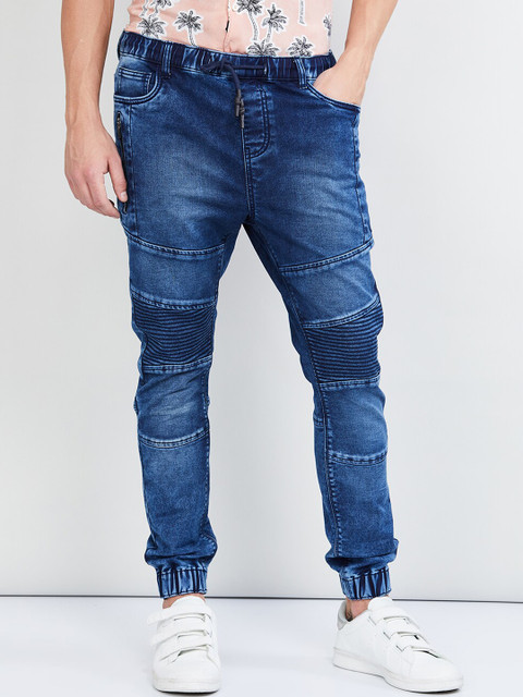 

max Men Blue Mid-Rise Clean Look Jogger Jeans