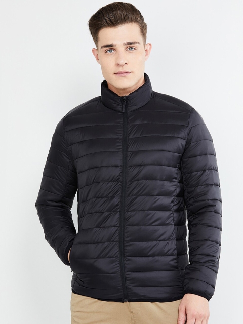 

max Men Black Solid Padded Jacket