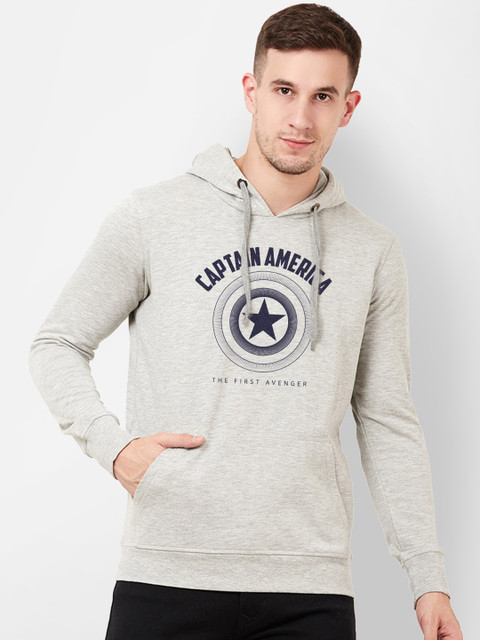 

Free Authority Men Grey Captain America Printed Hooded Sweatshirt