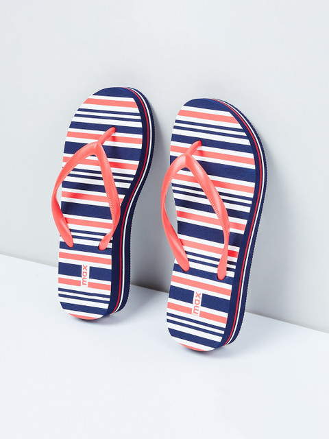 

max Women Red Striped Thong Flip-Flops