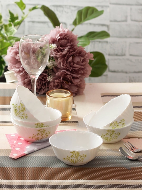 

Laopala White Printed 6 Pieces Opalware Bowls