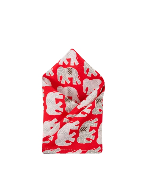 

The Bro Code Men Red & Grey Satin Elephant Parade Pocket Square