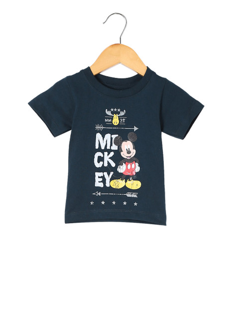 

Colt Boys Navy Blue Mickey Mouse Printed Round Neck T-shirt