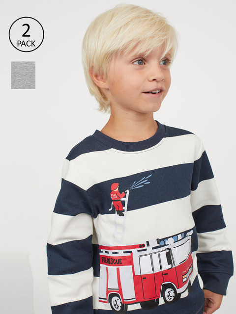 

H&M Boys Blue & Off White Striped 2Piece Set