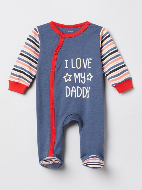 

max Boys Blue & White Printed Sleepsuit