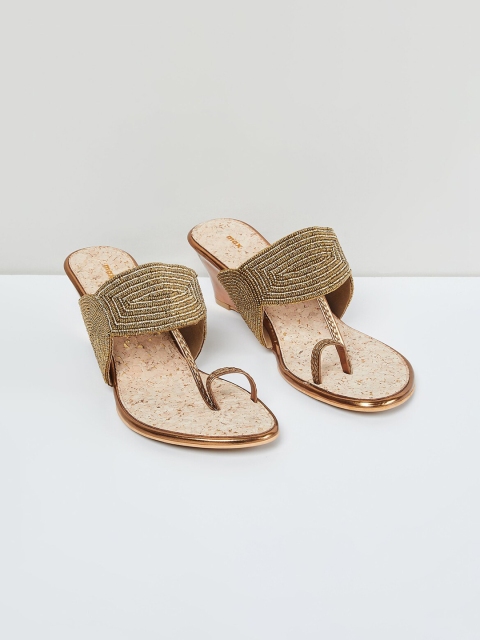 

max Women Bronze-Toned Embellished Sandals