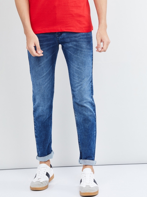 

max Men Blue Slim Fit Mid-Rise Clean Look Stretchable Jeans