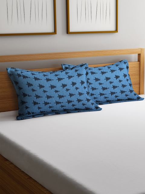 

KLOTTHE Set Of 2 Blue Printed Sleep Pillows