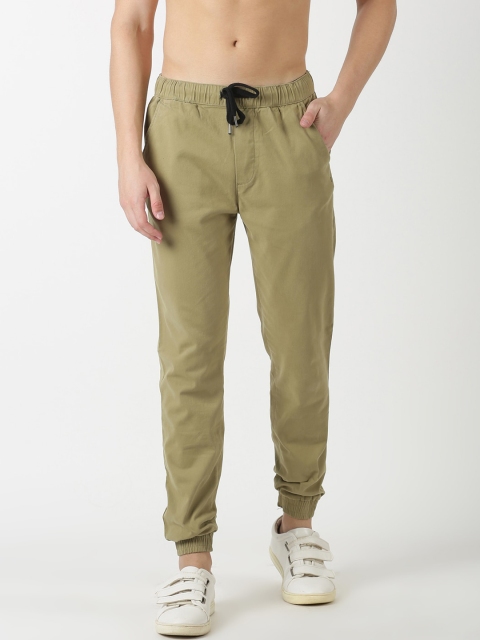 

Blue Saint Men Olive Green Slim Fit Solid Joggers