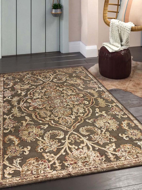 

OBSESSIONS Green & Beige Genova Floral Anti-Skid Carpet