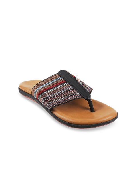 

Mochi Women Black & Grey Striped Open Toe Flats