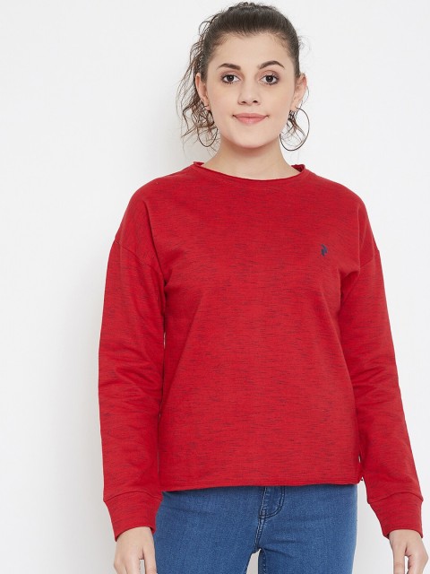 

PERFKT-U Women Red & Black Self Design Sweatshirt