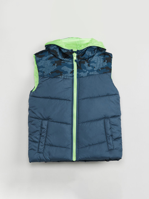 

max Boys Blue Solid Padded Jacket