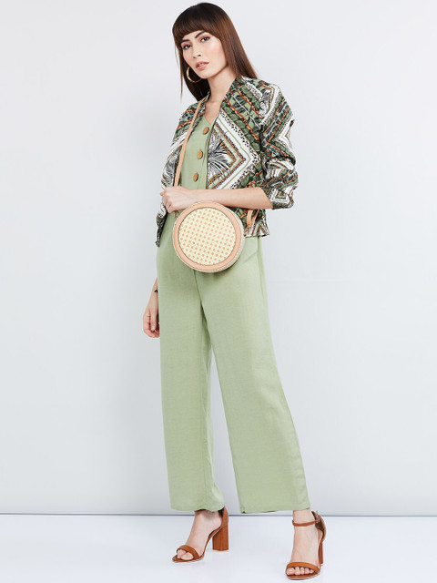 

max Women Green Solid Basic Jumpsuit