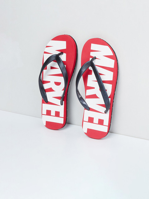 

max Men Red Printed Thong Flip-Flops