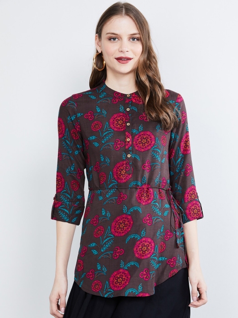 

max Women Brown & Pink Printed Tunic