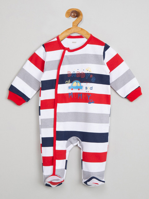 

max Boys White & Red Striped Sleepsuit