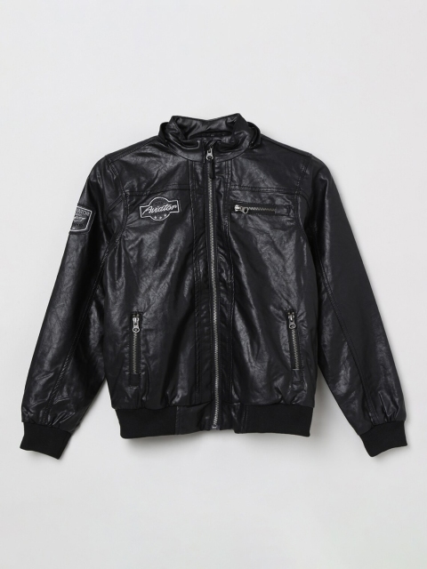 

max Boys Black Solid Bomber Jacket