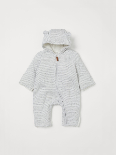 

H&M Infants Grey & White Lined All-In-One Suit