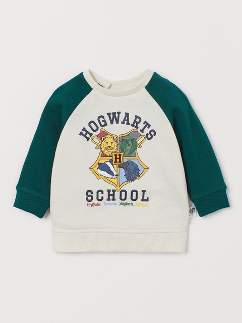 

H&M Boys White & Green Harry Potter Printed Cotton Sweatshirt