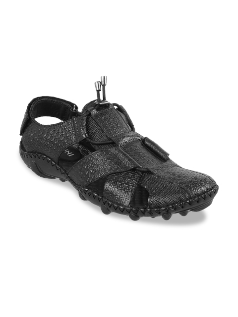 

J.FONTINI Men Black Comfort Leather Sandals