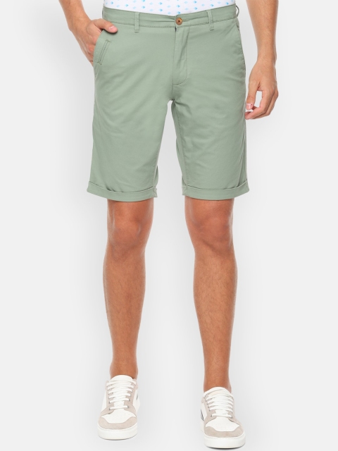 

Louis Philippe Sport Men Olive Green Solid Slim Fit Shorts
