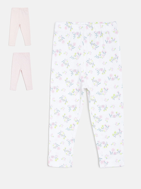 

MINI KLUB Girls Pack Of 3 Printed Lounge Pants, Pink