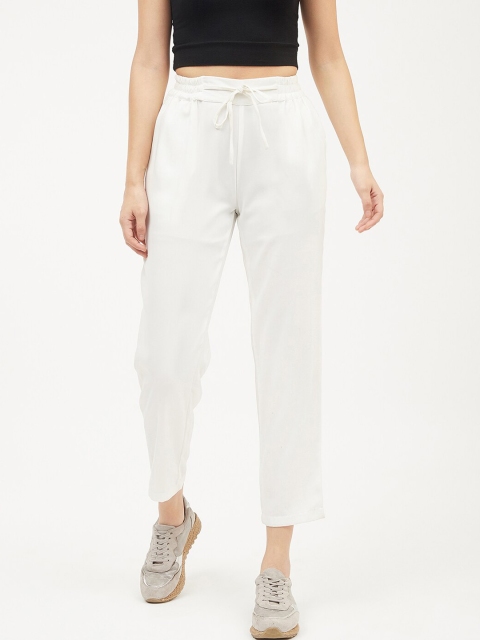 

Harpa Women White Smart Solid Regular Trousers