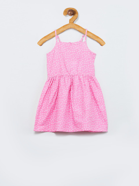 

max Girls Pink Printed Fit and Flare Dress