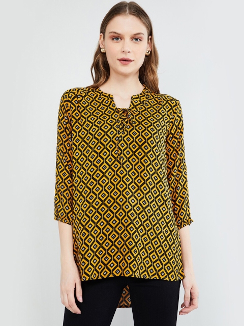 max Women Yellow & Black Printed Tunic