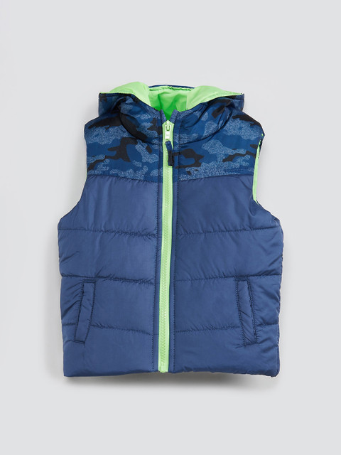 

max Boys Navy Blue Solid Padded Jacket
