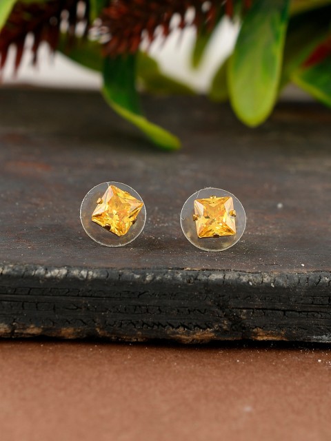 

Silvermerc Designs Gold-Toned & Yellow Square Studs