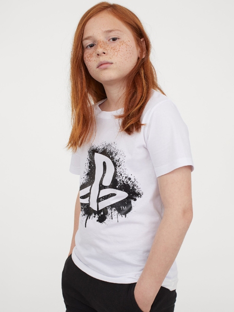 

H&M Boys White Printed T-shirt