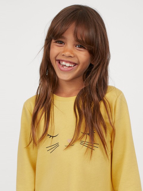 

H&M Girls Yellow Printed Sweatshirt