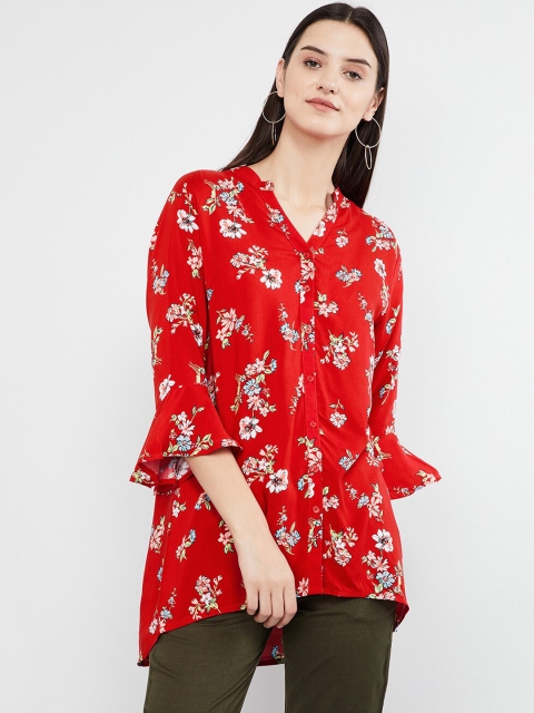 

max Women's Red & White Floral Printed Tunic