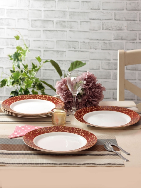 

Laopala Unisex Red Set of 6 Pcs Opalware Plate, White