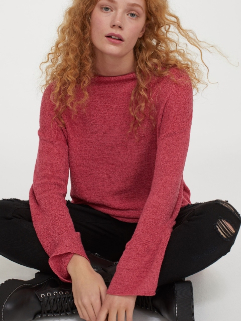 

H&M Women Pink Loose-knit jumper
