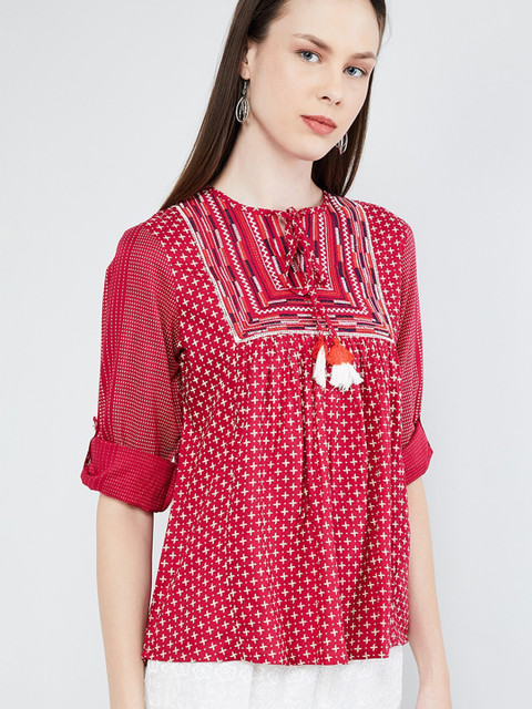 

max Women Red Printed A-Line Top