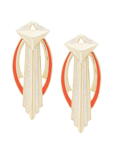 

shaze Gold-Plated Contemporary Drop Earrings