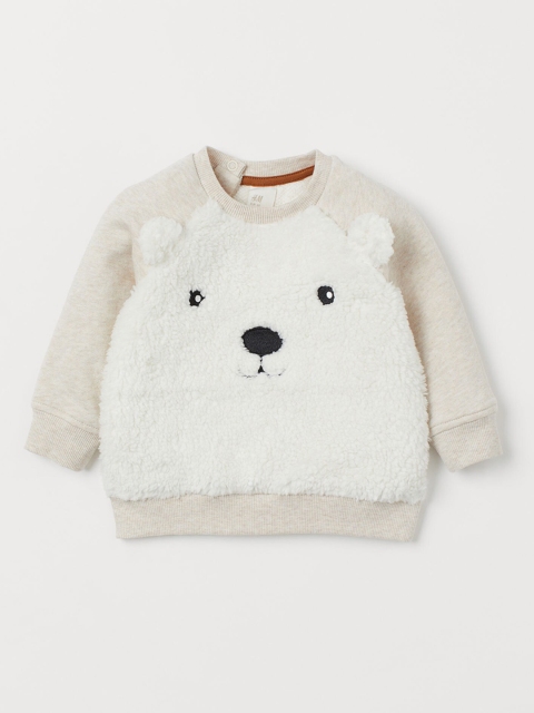 

H&M Boys White & Beige Colourblocked Sweatshirt With A Motif