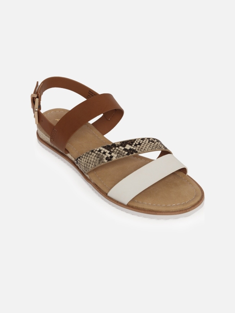 

ALDO Women Beige & White Printed Open Toe Flats