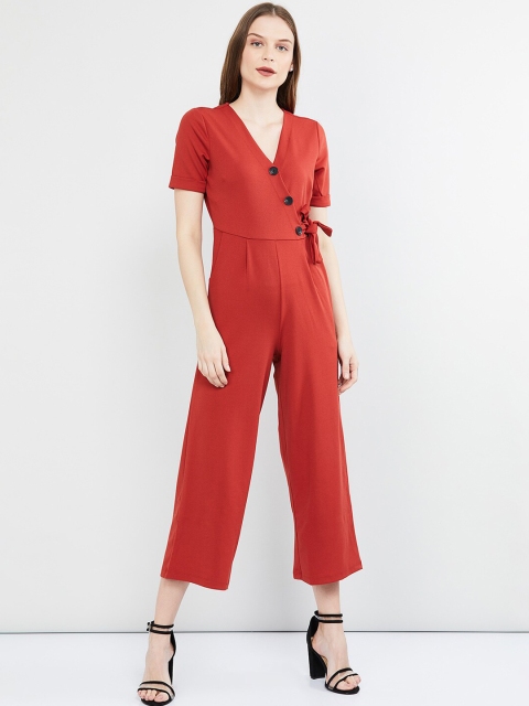 

max Women Red Solid Basic Jumpsuit