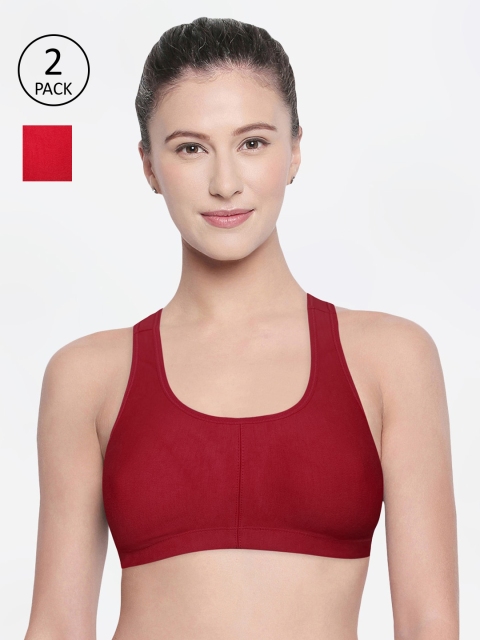 

Bodycare Pack Of 2 Assorted Solid Non-Wired Non Padded Sports Bra 1612MHRED