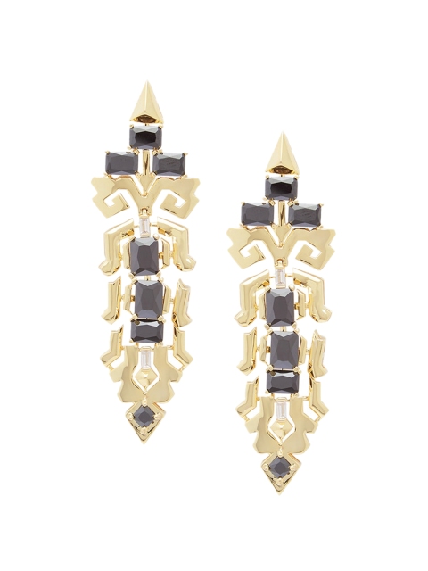 

shaze Gold-Toned & Grey Gold Plated Handcrafted Contemporary Drop Earrings