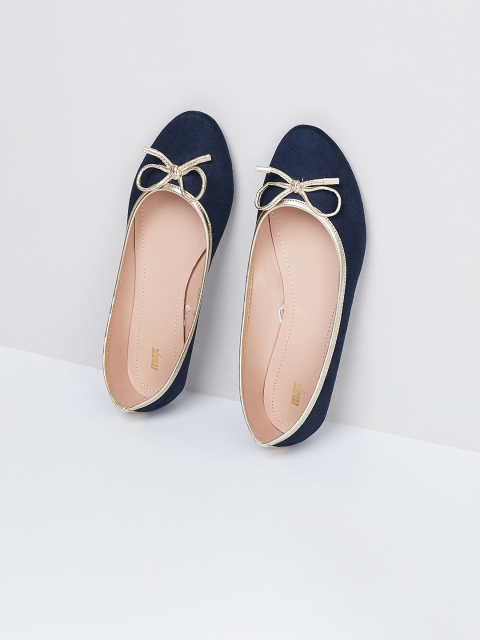 

max Women Navy Blue Solid Ballerinas